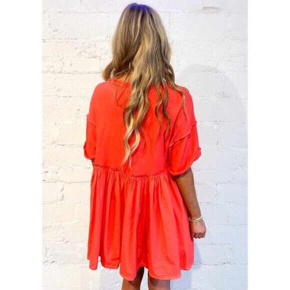 FREE PEOPLE Catalina Mixed Media Minidress in Radiant Watermelon Size X-Small - Picture 4 of 16